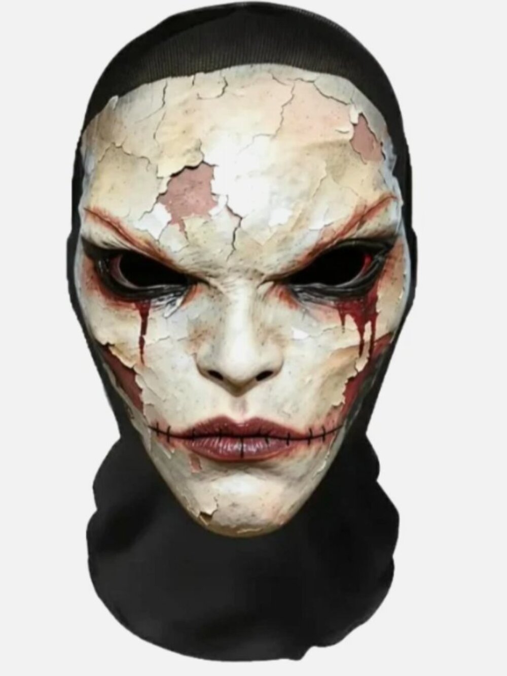 Creepy Cracking Peeling Face Mask Breathable Mesh Horror Halloween Costume